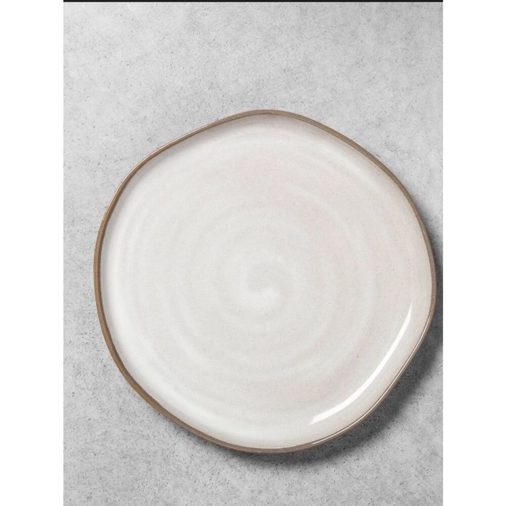 Hearth & Hand Grey Speckle Ceramic Salad Plate with Brown Edge